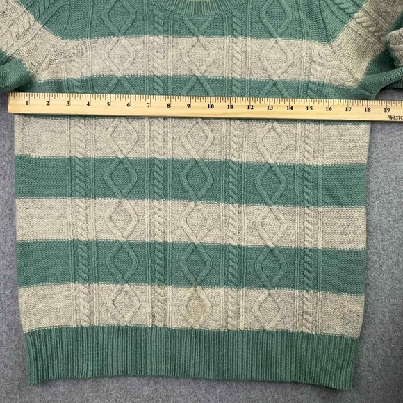 WALLACE 100% Lambswool Cable-Knit Fisherman Sweater Cream Sage Women's Size M‎ - Picture 8 of 8